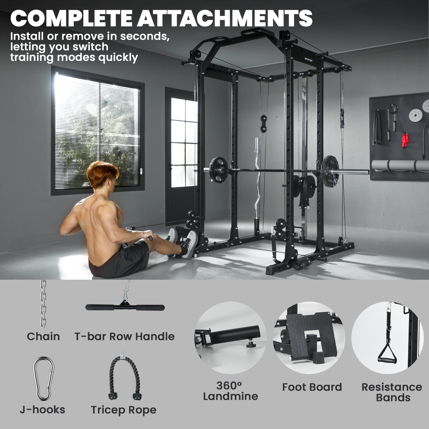 Cable Crossover Machine, 300kg Multi Gym Cable Pulley System