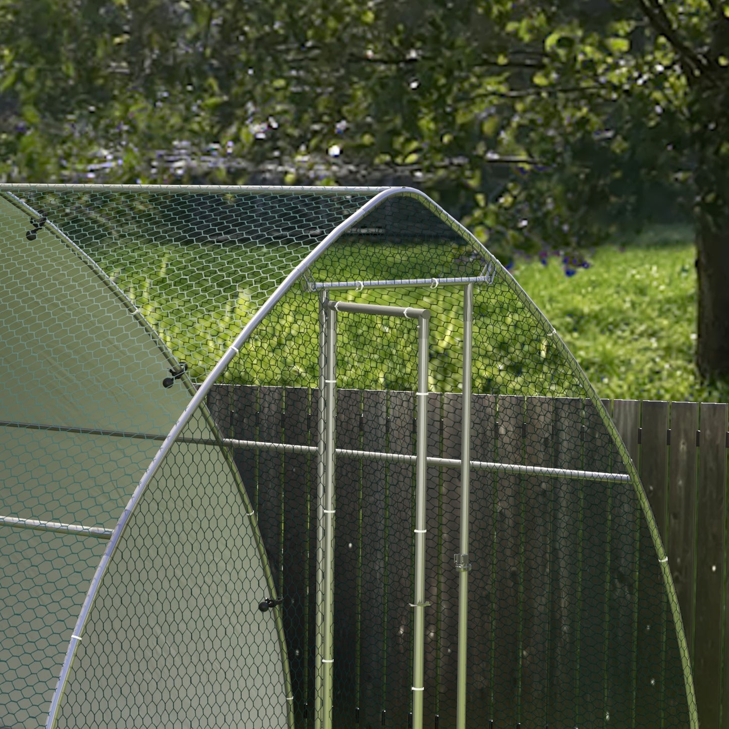 Walk-In Chicken Run w/ Cover, for 8-12 Chickens, 3 x 3.8 x 2.2m