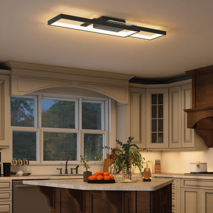 LED Ceiling Light, Dimmable Ceiling Light with Remote Control, Black