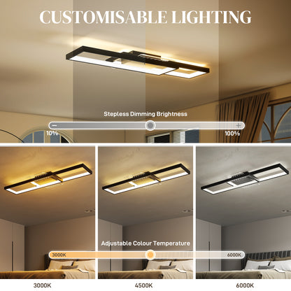LED Ceiling Light, Dimmable Ceiling Light with Remote Control, Black