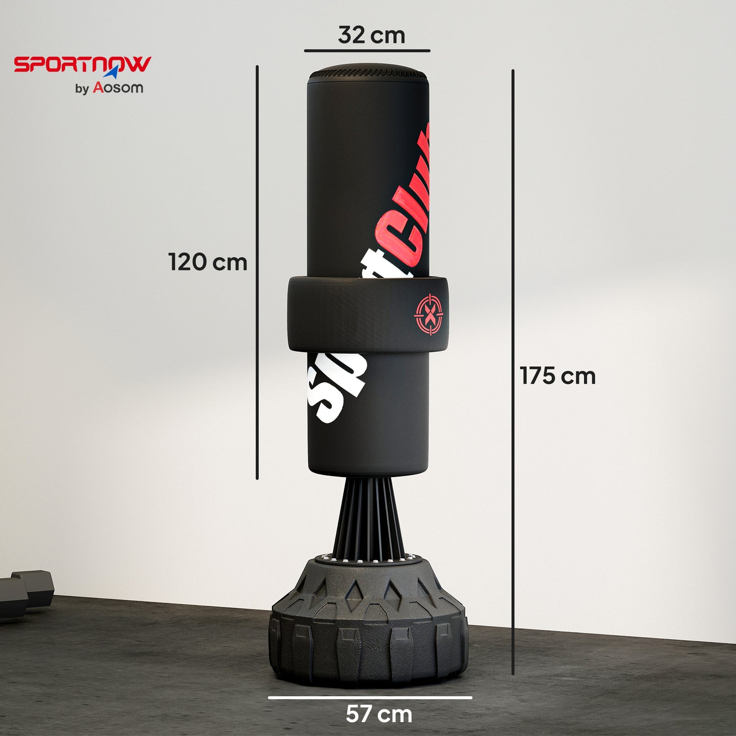 Freestanding Punching Bag, 175cm Boxing Bag with Stand, Hand Wrap