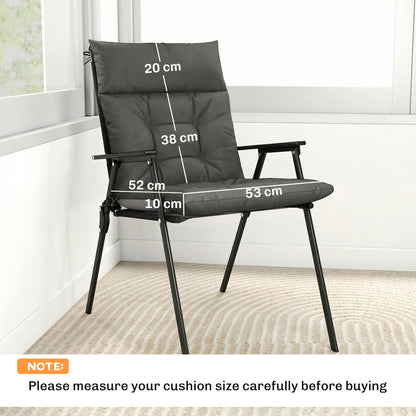 Garden Chair Cushions Set of 4, Waterproof Seat Pads, Dark Grey
