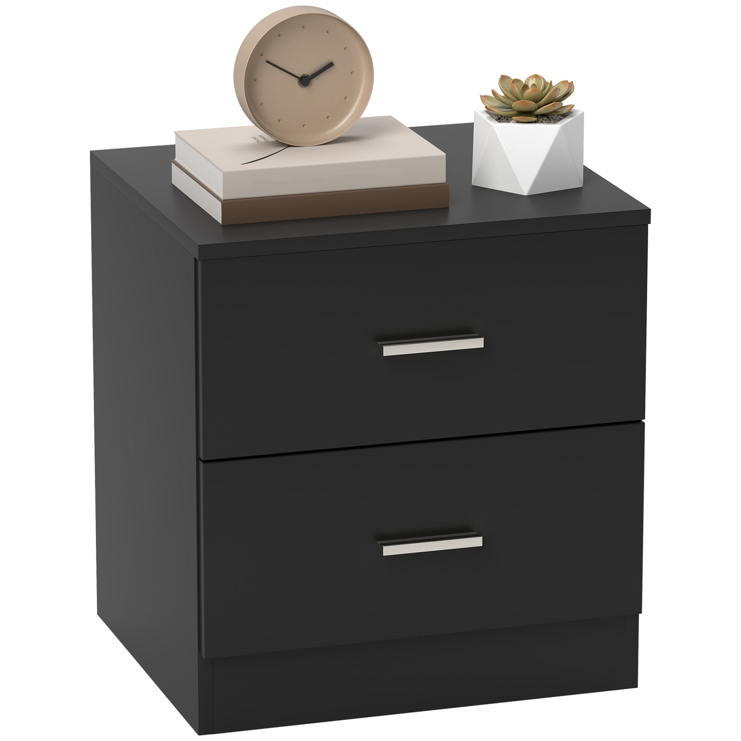 Bedside Table, Nightstand with 2 Drawers, Modern Side Table, Black