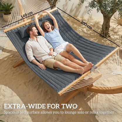 Double Hammock 2-Person Padded Swing Bed Grey