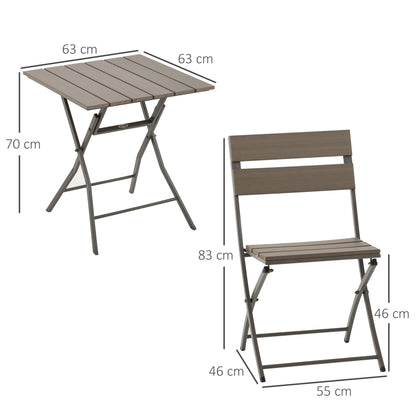 3 PCS Foldable Garden Bistro Set Folding Table And Chairs Set, Grey