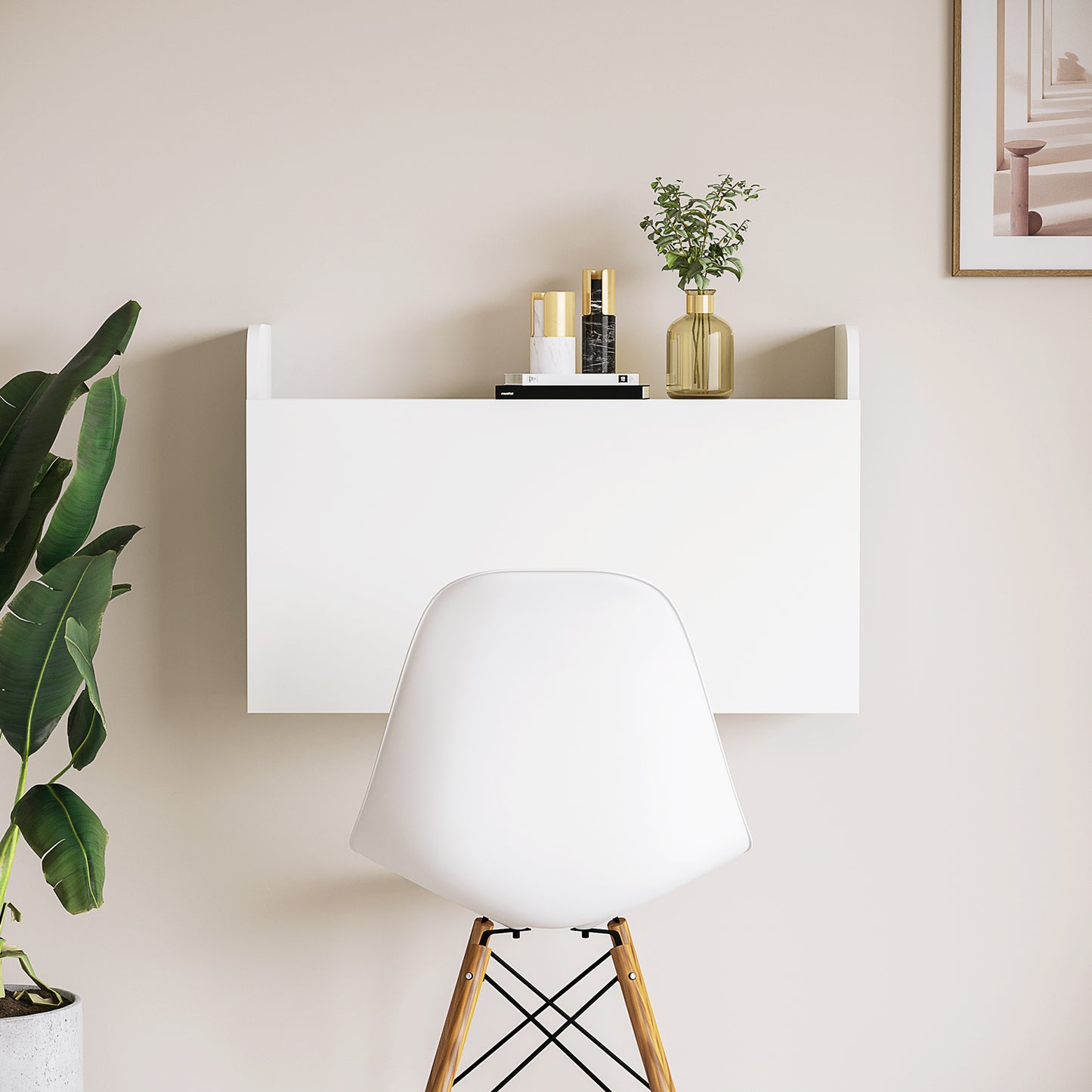Wall Mounted Table w/ Space Saving Storage Compartments for Home Office