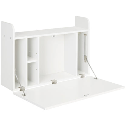 Wall Mounted Table w/ Space Saving Storage Compartments for Home Office
