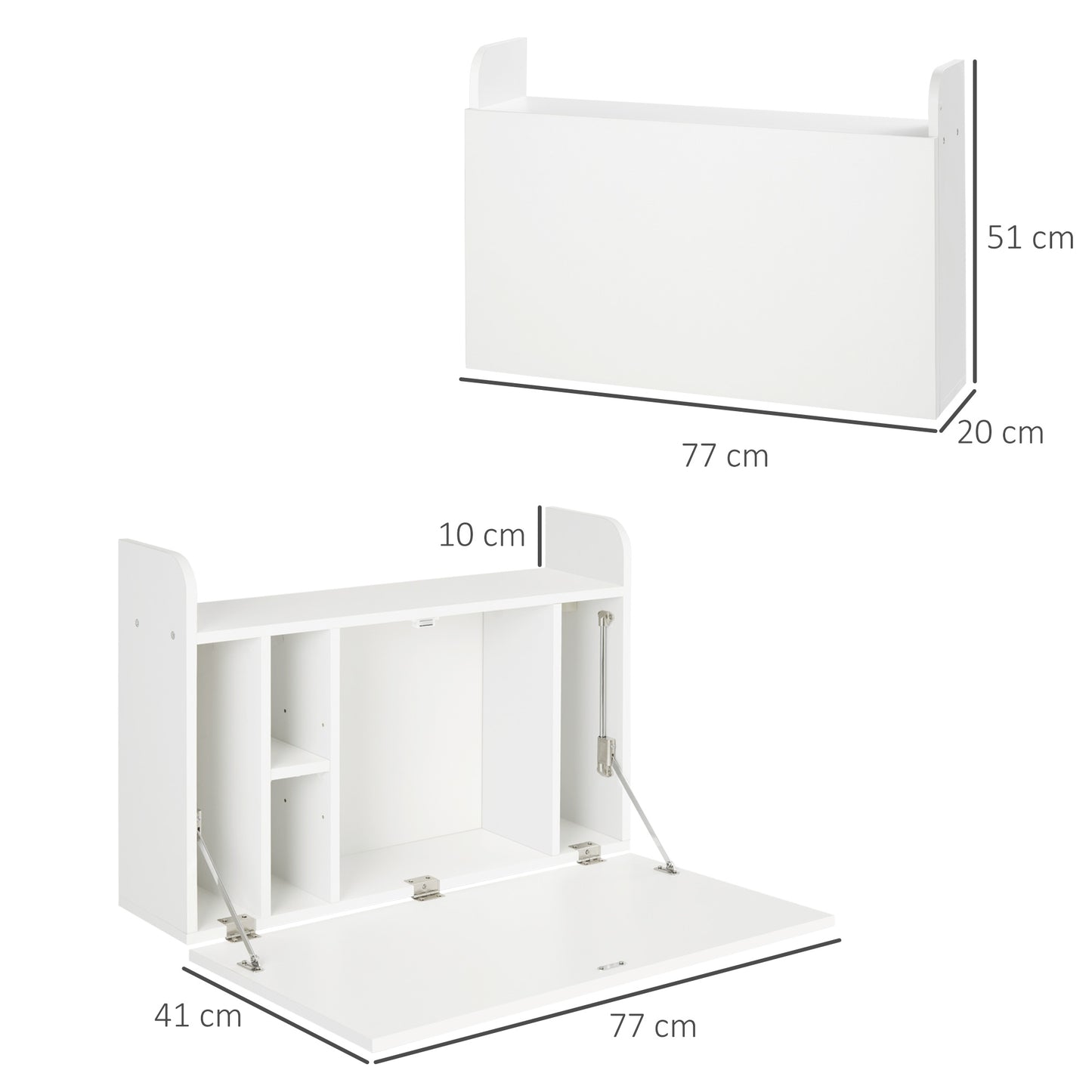 Wall Mounted Table w/ Space Saving Storage Compartments for Home Office