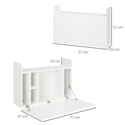 Wall Mounted Table w/ Space Saving Storage Compartments for Home Office