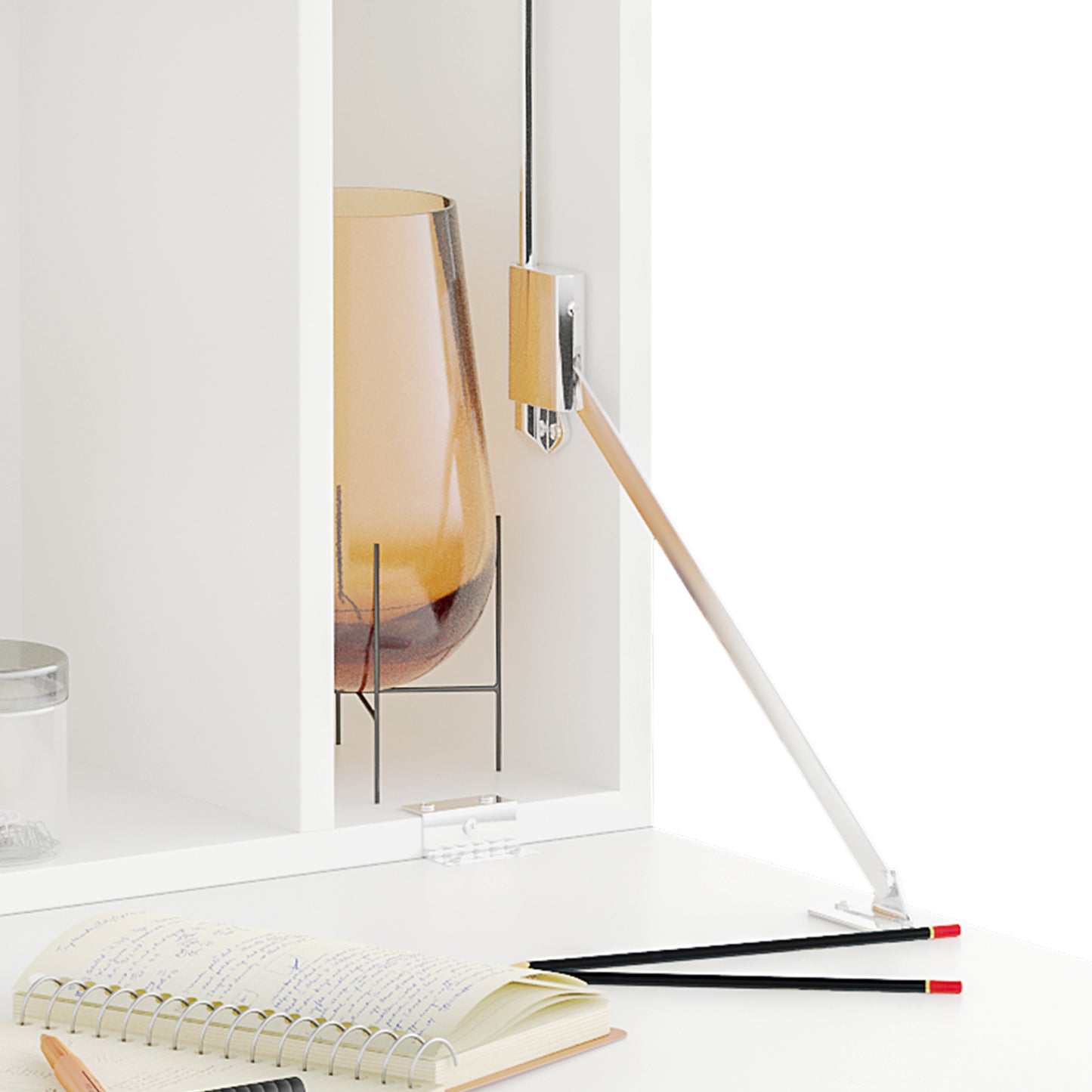 Wall Mounted Table w/ Space Saving Storage Compartments for Home Office