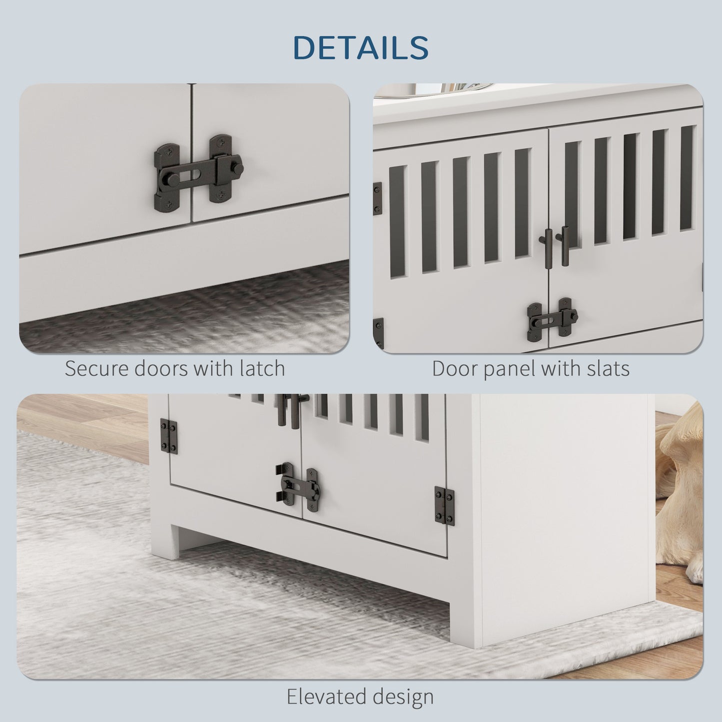 Raised Dog Bowls for Large Dogs Feeding Station w/ Stand, Storage - White