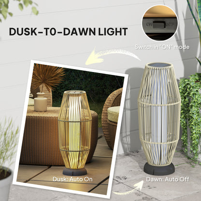 72 cm Rattan Solar Floor Lamp, Auto On/Off LED Garden Light, Grey