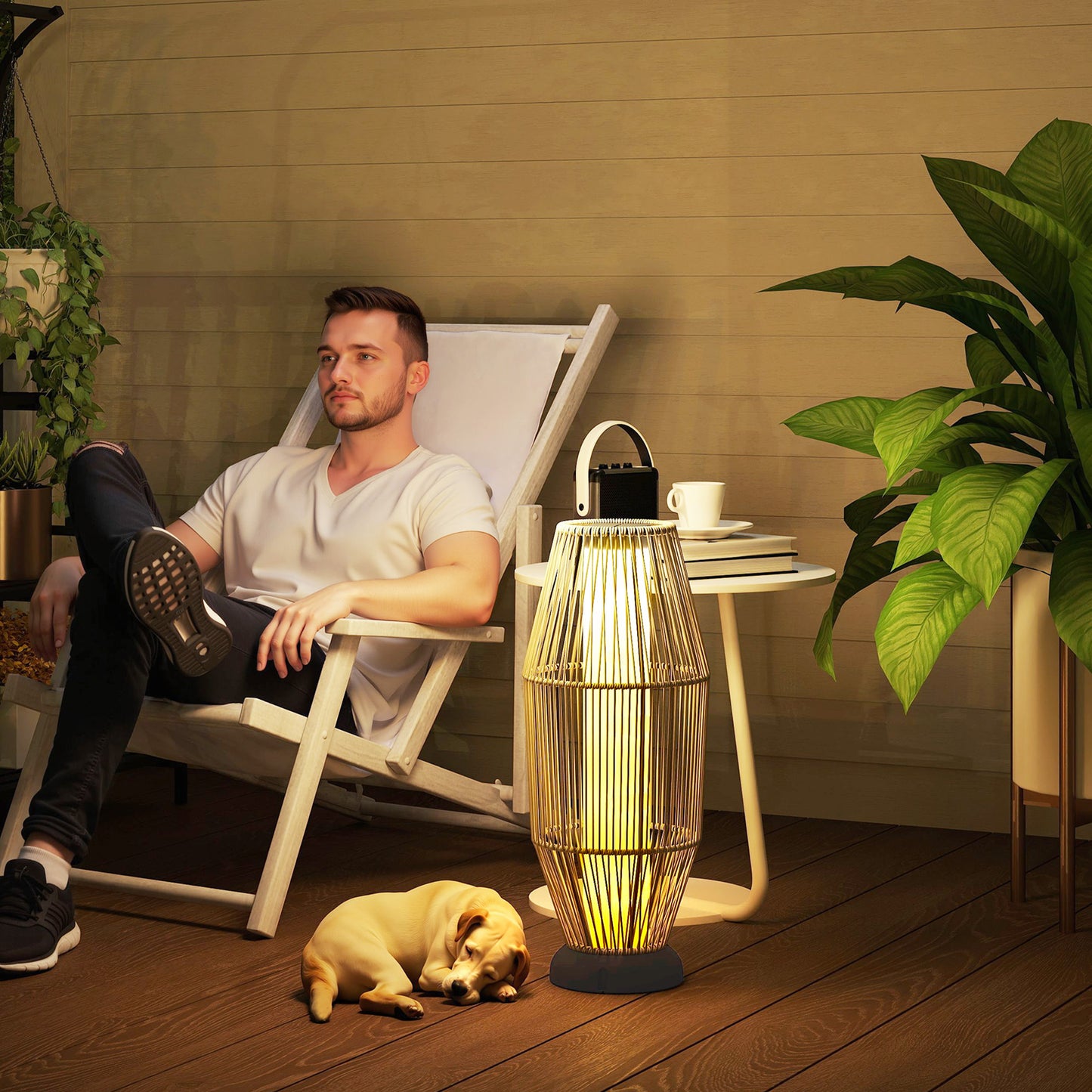 72 cm Rattan Solar Floor Lamp, Auto On/Off LED Garden Light, Grey