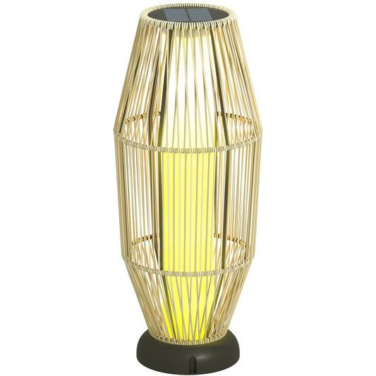 72 cm Rattan Solar Floor Lamp, Auto On/Off LED Garden Light, Grey