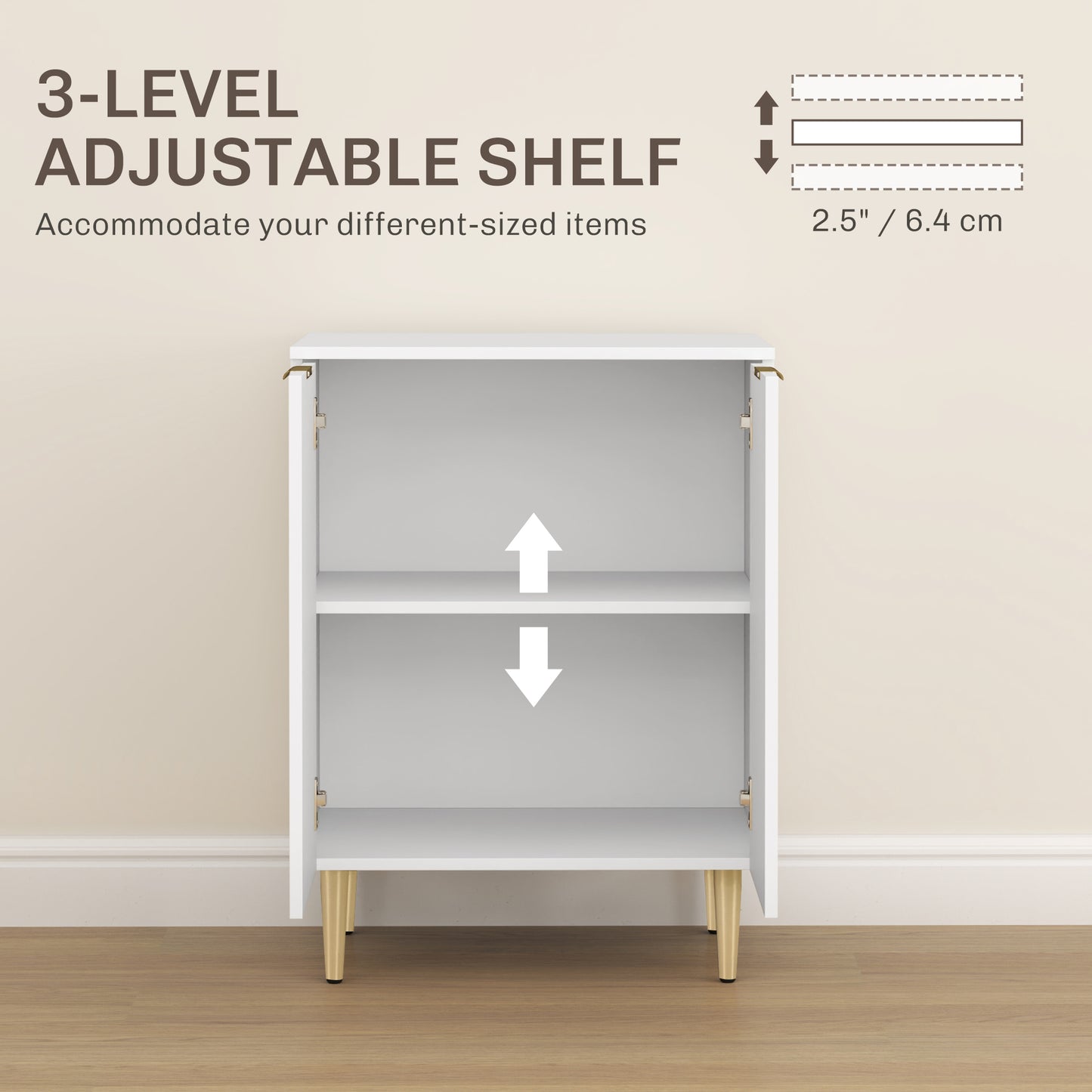 Sideboard Buffet Cabinet with Adjustable Shelf, White