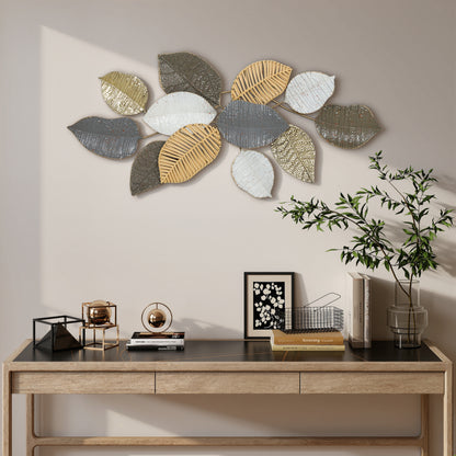 Modern Wall Art with Leaf Design, Metal Hanging Decoration
