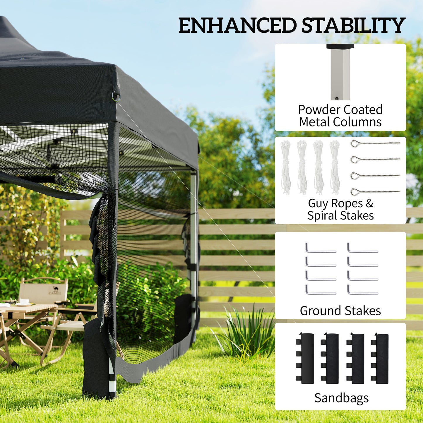 3 x 4.5 m Pop Up Gazebo with Mesh, Heavy Duty Party Tent Marquee