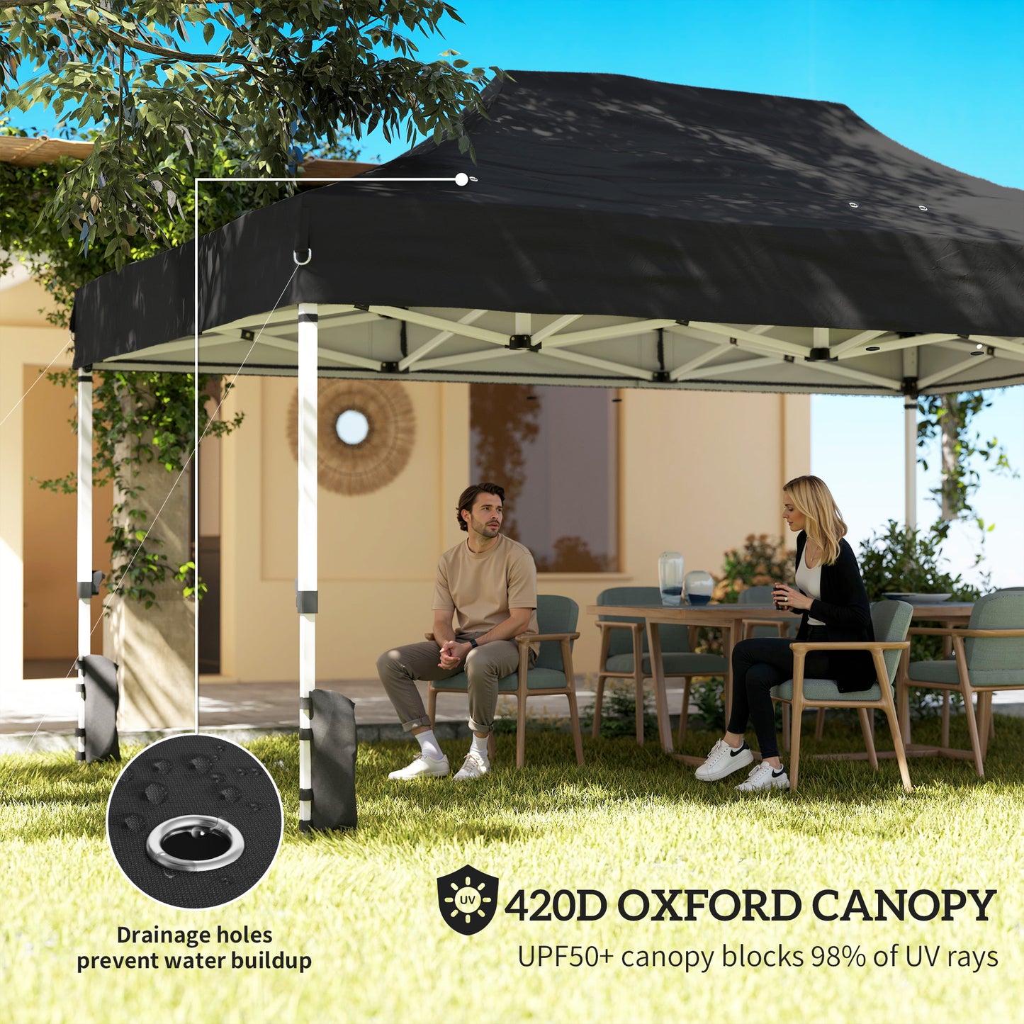 3 x 4.5 m Pop Up Gazebo with Mesh, Heavy Duty Party Tent Marquee