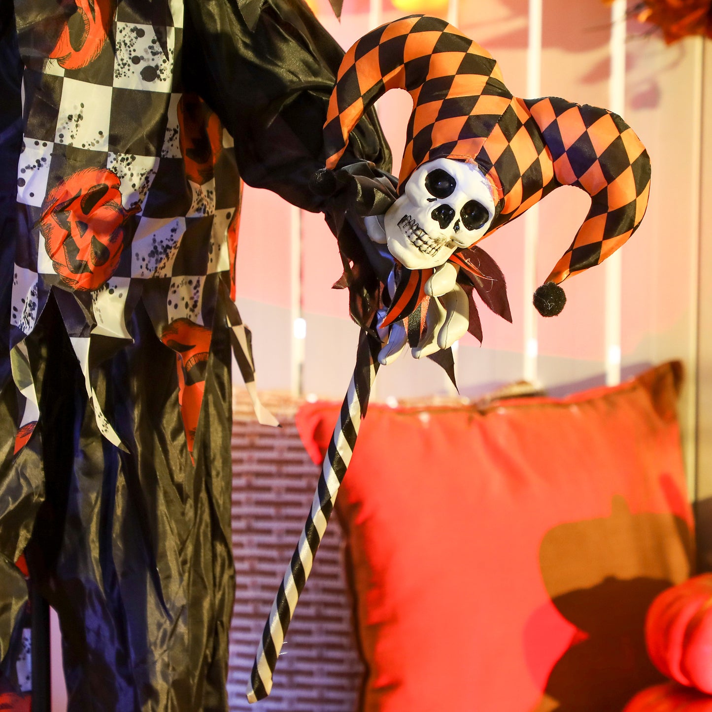 Sound Activated Halloween Animatronics Clown with Red Light Up Eyes