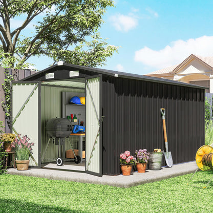 12 x 8 ft Garden Shed, Outdoor Storage Shed with 4 Vents Dark Grey