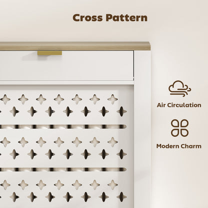 Heater Cover with Flip Drawer and Top Shelf 78 x 19 x 95.5 cm White