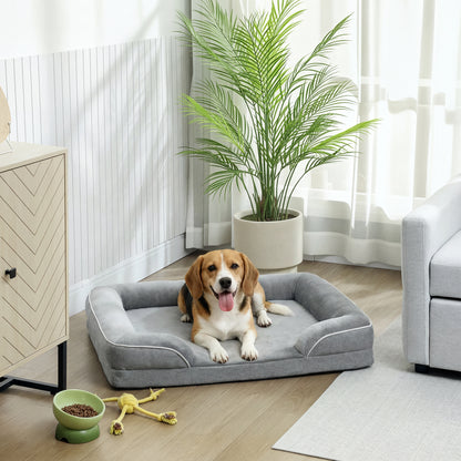 Dog Sofa Bed, Washable Pet Bed with Non-Slip Bottom, Grey