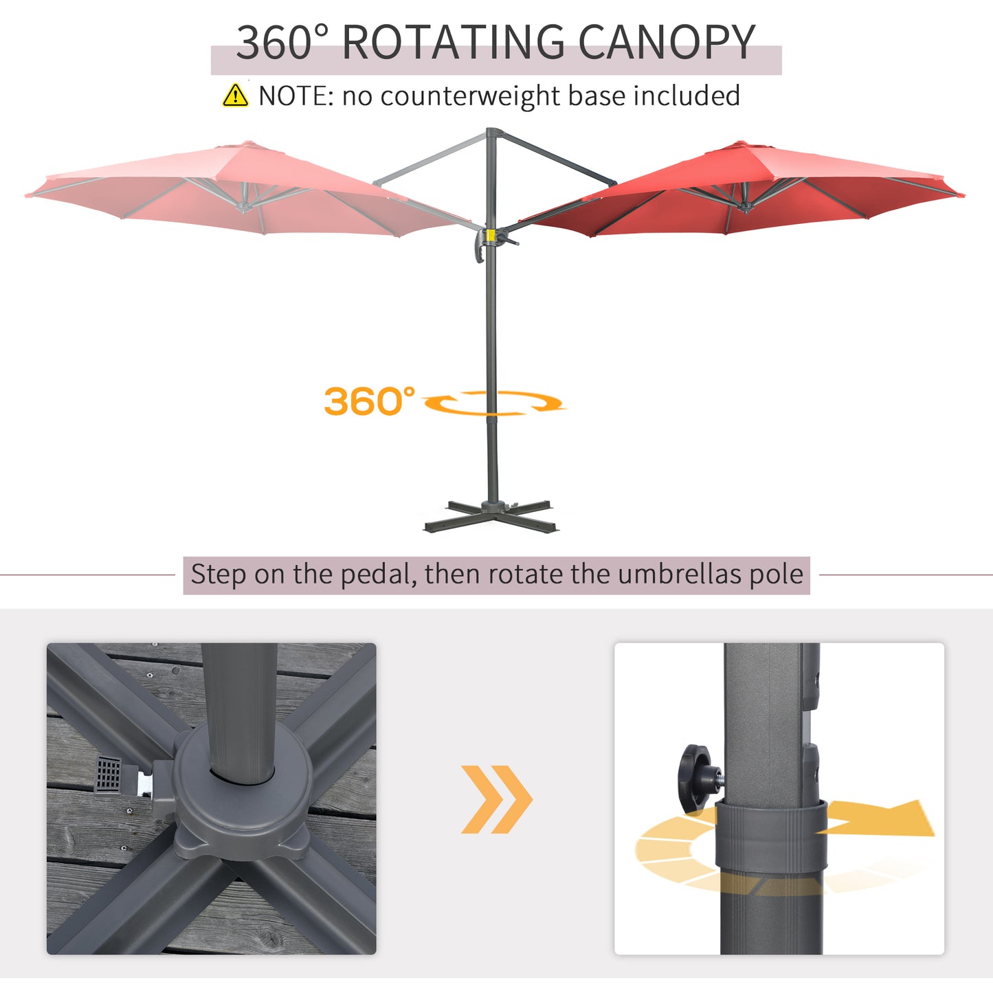 3 x 3(m) Cantilever Parasol Garden Umbrella with Cross Base Wine Red