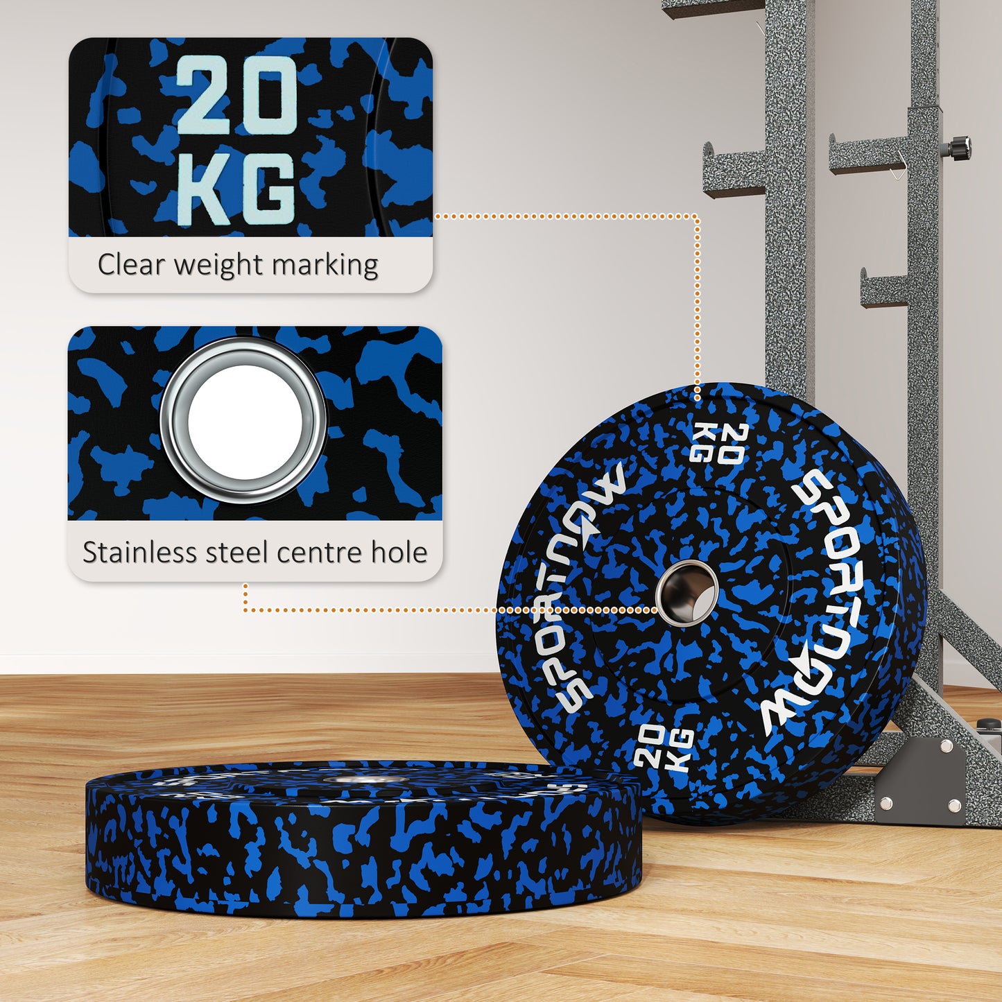 Olympic Weight Plates with 5cm Holes, for Weight Lifting, 2 x 20kg