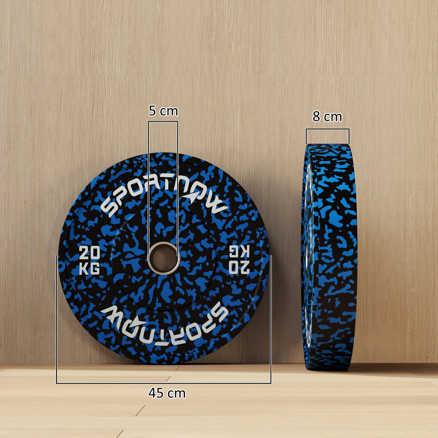 Olympic Weight Plates with 5cm Holes, for Weight Lifting, 2 x 20kg