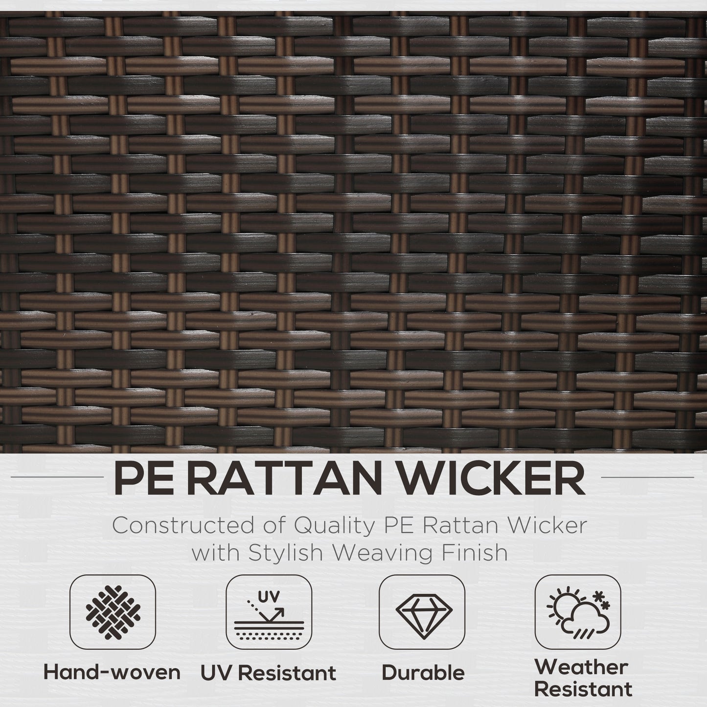 Rattan Garden Set Storage Table Wicker Patio Lounger 4-Seater Brow
