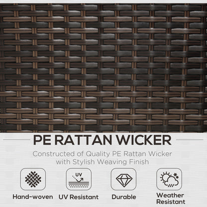 Rattan Garden Set Storage Table Wicker Patio Lounger 4-Seater Brow