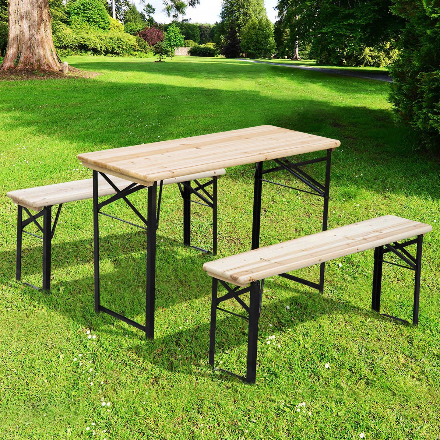 Outdoor Picnic Table Portable Folding Camping Patio Beer Table Set