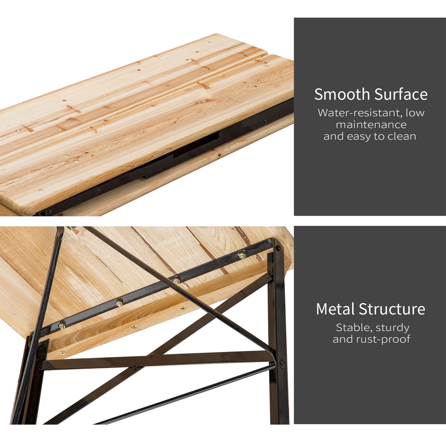 Outdoor Picnic Table Portable Folding Camping Patio Beer Table Set