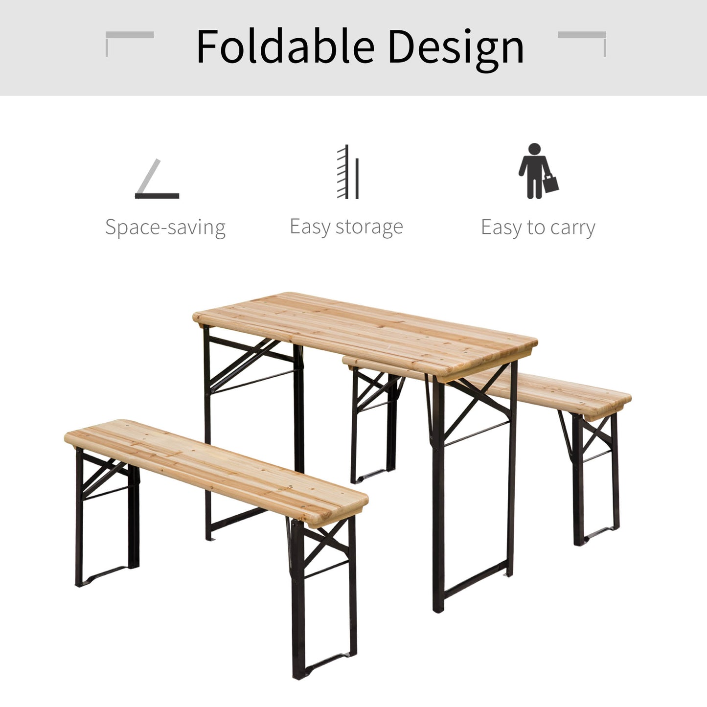 Outdoor Picnic Table Portable Folding Camping Patio Beer Table Set