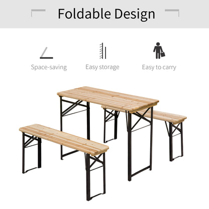 Outdoor Picnic Table Portable Folding Camping Patio Beer Table Set