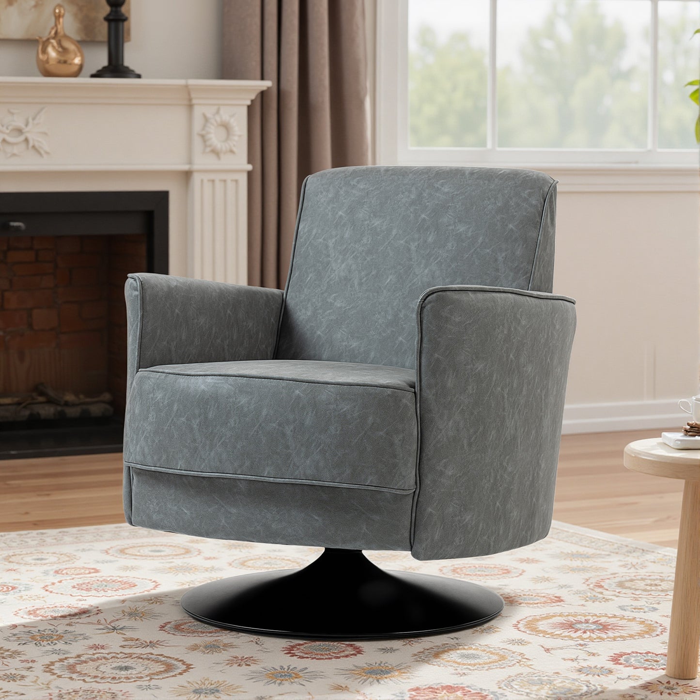 Upholstered PU Leather Armchair for Living Room, Grey