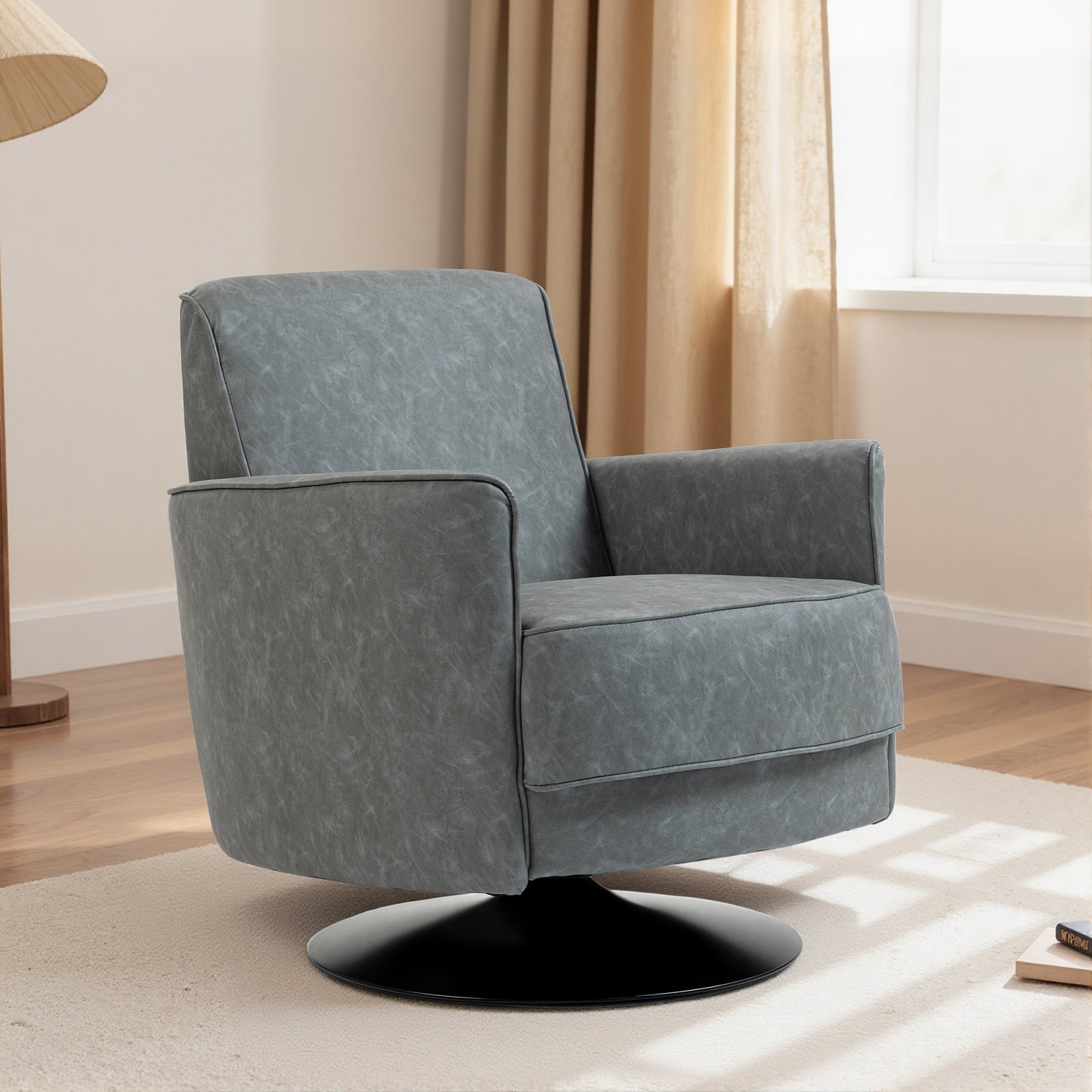 Upholstered PU Leather Armchair for Living Room, Grey