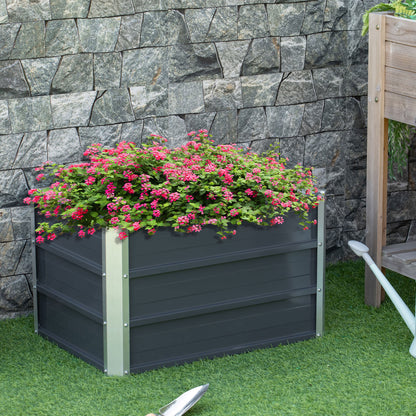 Raised Garden Bed Metal Planter Box for Vegetables Flower Grows, Grey