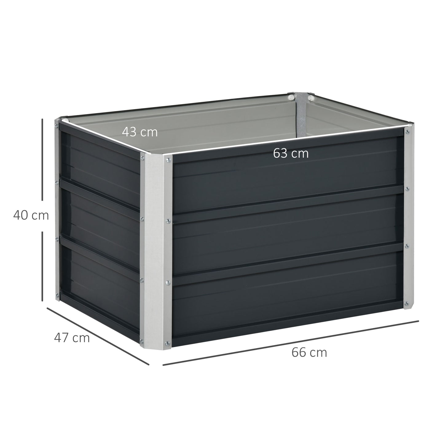 Raised Garden Bed Metal Planter Box for Vegetables Flower Grows, Grey