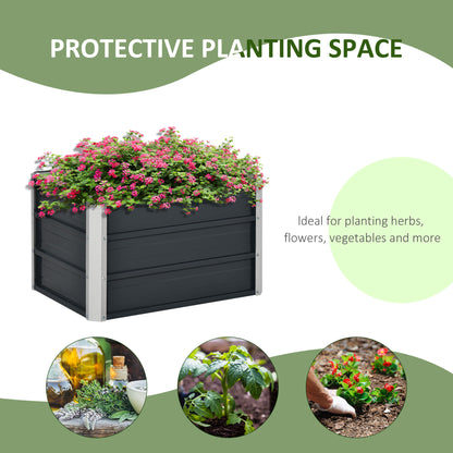 Raised Garden Bed Metal Planter Box for Vegetables Flower Grows, Grey