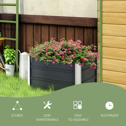 Raised Garden Bed Metal Planter Box for Vegetables Flower Grows, Grey
