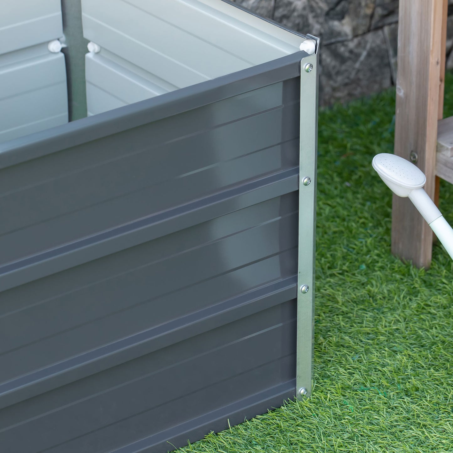 Raised Garden Bed Metal Planter Box for Vegetables Flower Grows, Grey