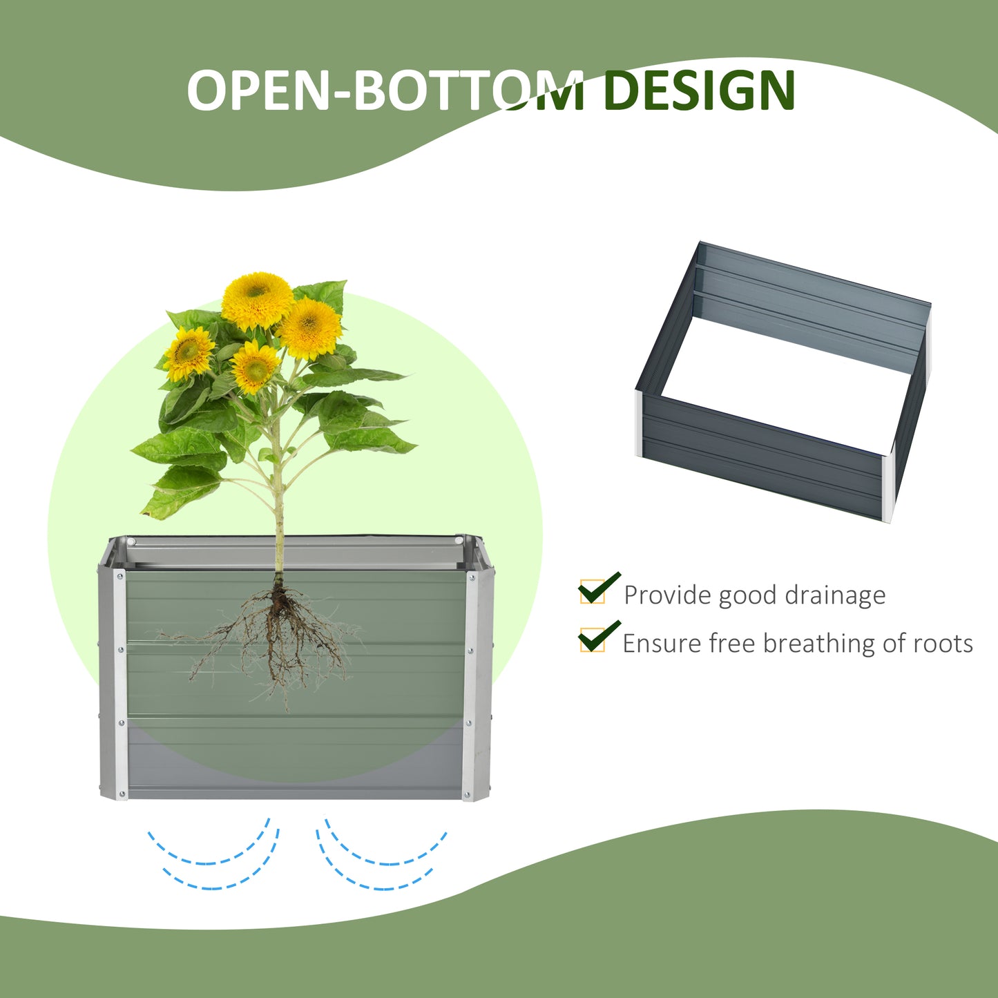 Raised Garden Bed Metal Planter Box for Vegetables Flower Grows, Grey