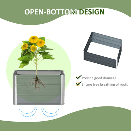 Raised Garden Bed Metal Planter Box for Vegetables Flower Grows, Grey