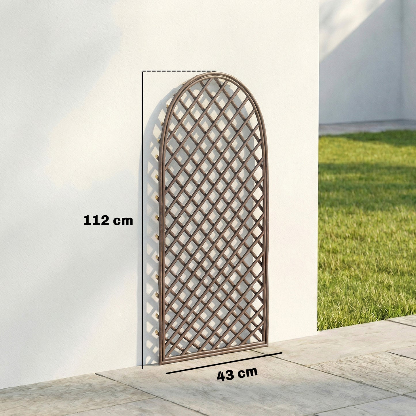 Garden Arch, Wicker Trellis Support Frame with Dome Top, Natural