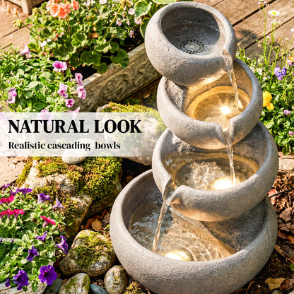 Water Fountain Outdoor, 4-Tier Garden Water Feature