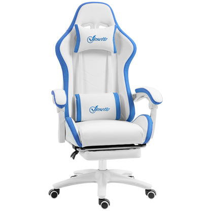 Racing Style Gaming Chair with Reclining Function Footrest, Blue