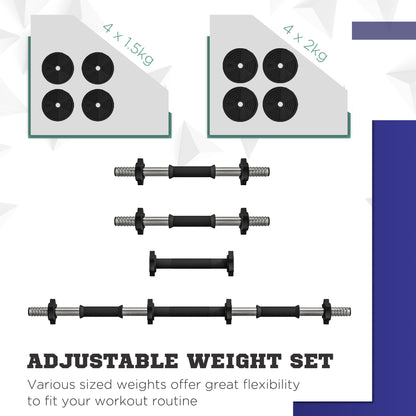 15KG Adjustable Dumbbells Weight Barbell & Dumbbells Set, Free Weights Set for Home Gym Strength Training