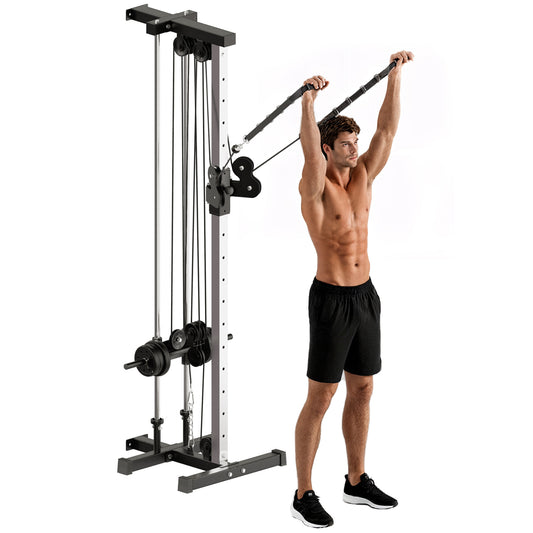 Wall Mount Cable Station with 15 Positions Adjustable Dual Pulleys