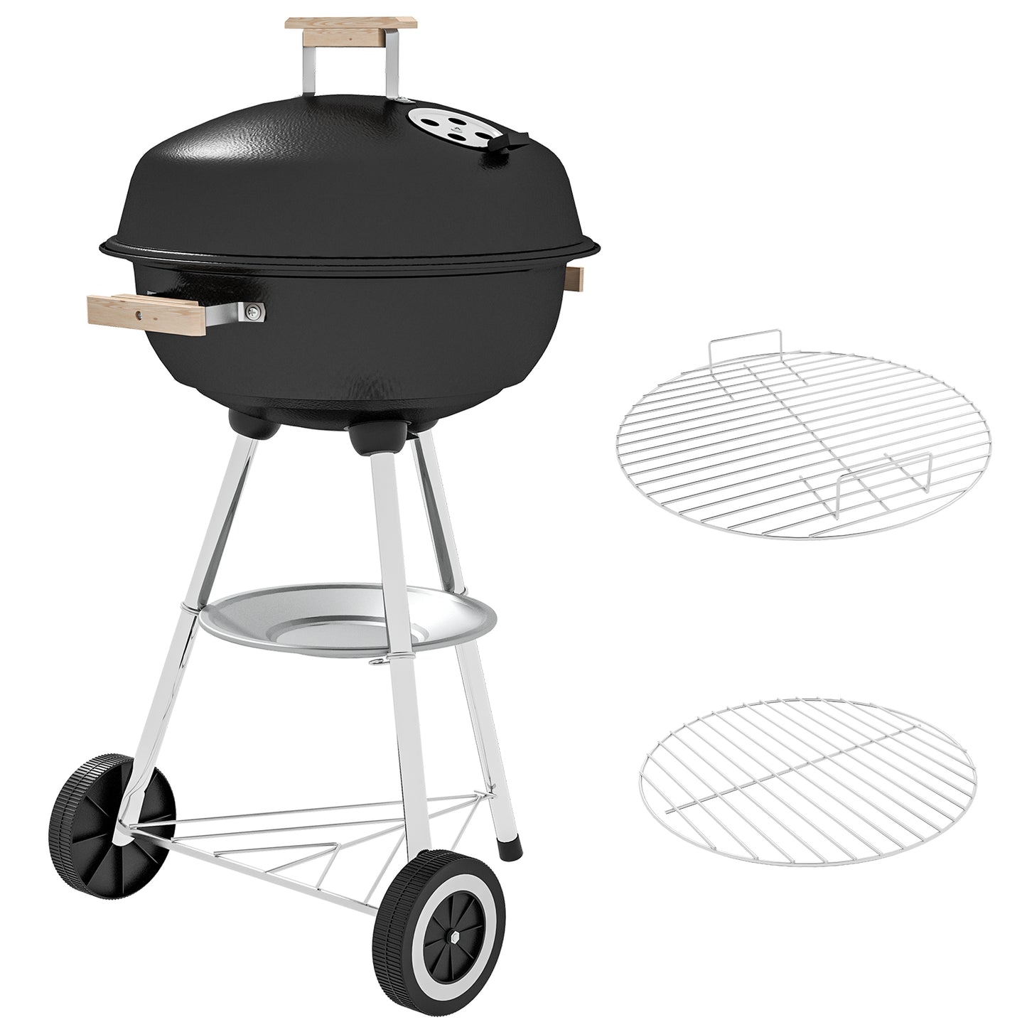 Portable Round Kettle Charcoal Grill BBQ Outdoor Heat Control Party